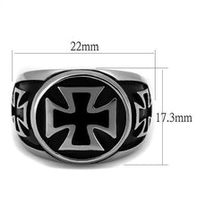 TK2226 - High polished (no plating) Stainless Steel Ring with Epoxy  in Jet