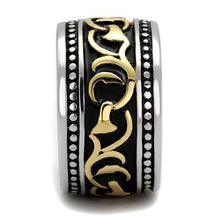 TK2234 - Two-Tone IP Gold (Ion Plating) Stainless Steel Ring with Epoxy  in Jet