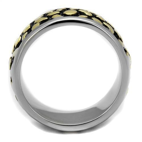 TK2238 - Two-Tone IP Gold (Ion Plating) Stainless Steel Ring with Epoxy  in Jet