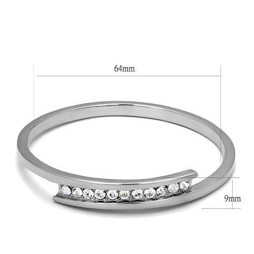 TK2248 - High polished (no plating) Stainless Steel Bangle with Top Grade Crystal  in Clear