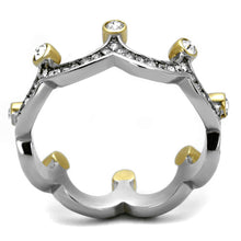 TK2258 - Two-Tone IP Gold (Ion Plating) Stainless Steel Ring with Top Grade Crystal  in Clear