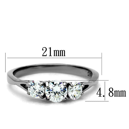 TK2260 - High polished (no plating) Stainless Steel Ring with AAA Grade CZ  in Clear