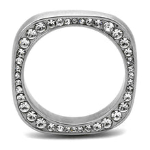 TK2261 - High polished (no plating) Stainless Steel Ring with Top Grade Crystal  in Clear