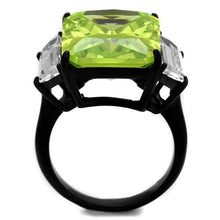 TK2275 - IP Black(Ion Plating) Stainless Steel Ring with AAA Grade CZ  in Apple Green color