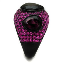 TK2276 - IP Black(Ion Plating) Stainless Steel Ring with Synthetic Synthetic Glass in Amethyst