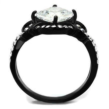 TK2288 - IP Black(Ion Plating) Stainless Steel Ring with AAA Grade CZ  in Clear