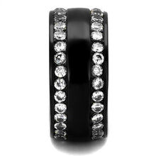 TK2290 - IP Black(Ion Plating) Stainless Steel Ring with AAA Grade CZ  in Clear