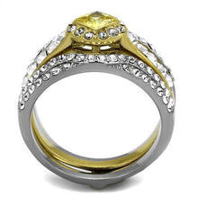 TK2291 - Two-Tone IP Gold (Ion Plating) Stainless Steel Ring with AAA Grade CZ  in Topaz