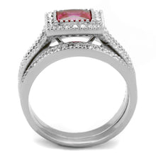 TK2293 - High polished (no plating) Stainless Steel Ring with AAA Grade CZ  in Ruby