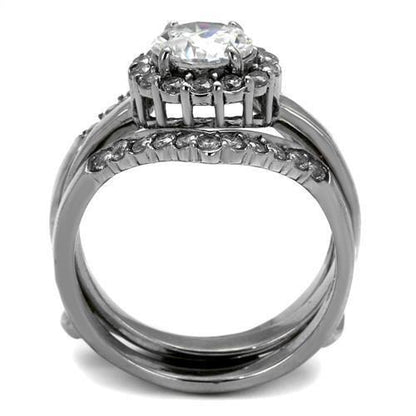 TK2297 - High polished (no plating) Stainless Steel Ring with AAA Grade CZ  in Clear