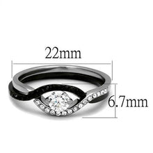 TK2301 - Two-Tone IP Black (Ion Plating) Stainless Steel Ring with AAA Grade CZ  in Clear