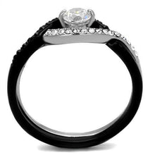 TK2301 - Two-Tone IP Black (Ion Plating) Stainless Steel Ring with AAA Grade CZ  in Clear