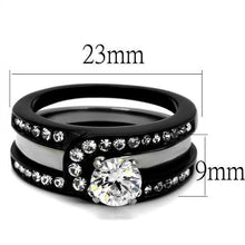 TK2303 - Two-Tone IP Black (Ion Plating) Stainless Steel Ring with AAA Grade CZ  in Clear