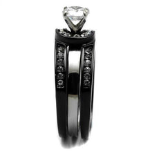 TK2303 - Two-Tone IP Black (Ion Plating) Stainless Steel Ring with AAA Grade CZ  in Clear