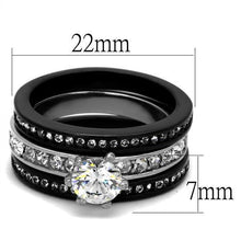 TK2304 - Two-Tone IP Black (Ion Plating) Stainless Steel Ring with AAA Grade CZ  in Clear