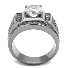 TK2305 - High polished (no plating) Stainless Steel Ring with AAA Grade CZ  in Clear