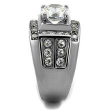 TK2305 - High polished (no plating) Stainless Steel Ring with AAA Grade CZ  in Clear