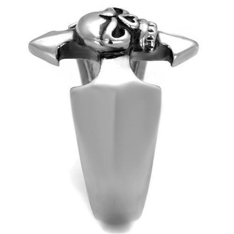 TK2318 - High polished (no plating) Stainless Steel Ring with Epoxy  in Jet