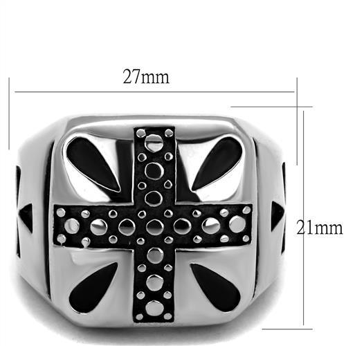 TK2331 - High polished (no plating) Stainless Steel Ring with Epoxy  in Jet