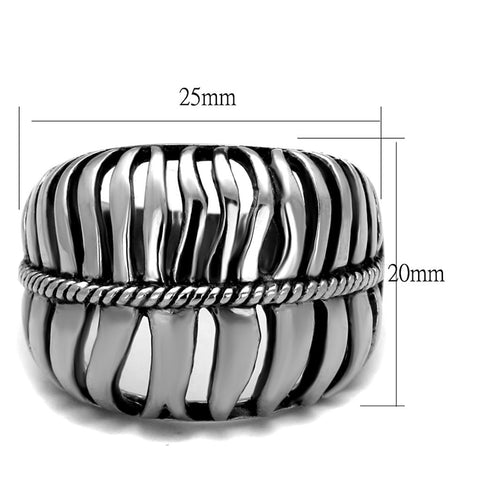 TK2341 - High polished (no plating) Stainless Steel Ring with Epoxy  in Jet