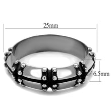 TK2342 - High polished (no plating) Stainless Steel Ring with Epoxy  in Jet