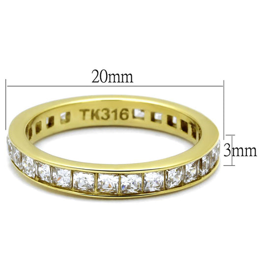 TK2344G - IP Gold(Ion Plating) Stainless Steel Ring with AAA Grade CZ  in Clear