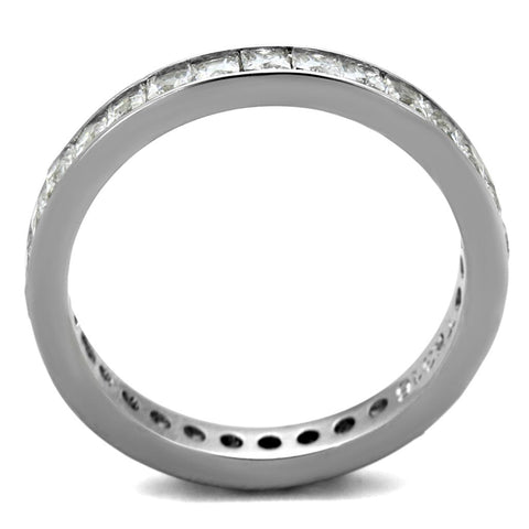 TK2344 - High polished (no plating) Stainless Steel Ring with AAA Grade CZ  in Clear