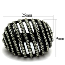 TK2345 - IP Black(Ion Plating) Stainless Steel Ring with Top Grade Crystal  in Black Diamond