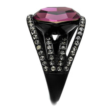 TK2348 - IP Black(Ion Plating) Stainless Steel Ring with Top Grade Crystal  in Amethyst