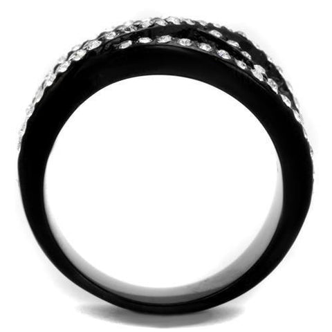 TK2357 - IP Black(Ion Plating) Stainless Steel Ring with Top Grade Crystal  in Montana