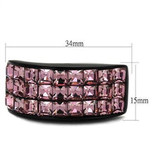 TK2359 - IP Black(Ion Plating) Stainless Steel Ring with Top Grade Crystal  in Light Rose