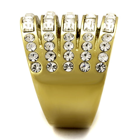 TK2362 - IP Gold(Ion Plating) Stainless Steel Ring with Top Grade Crystal  in Clear