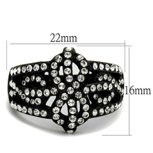 TK2363 - IP Black(Ion Plating) Stainless Steel Ring with Top Grade Crystal  in Clear