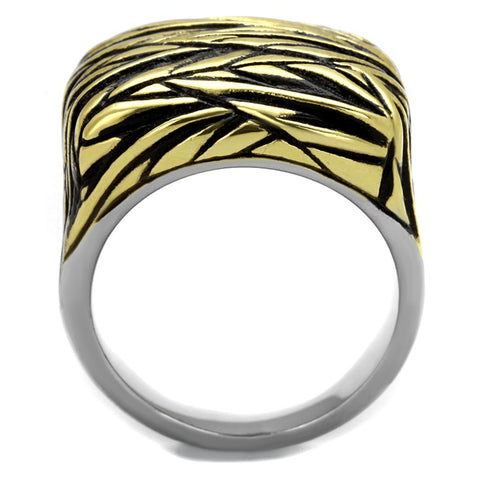 TK2370 - Two-Tone IP Gold (Ion Plating) Stainless Steel Ring with Epoxy  in Jet