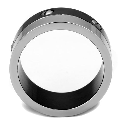 TK2397 - Two-Tone IP Black (Ion Plating) Stainless Steel Ring with No Stone