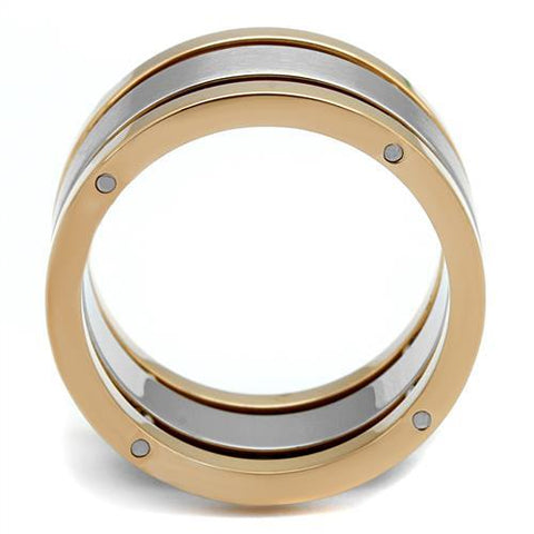 TK2402 - Two-Tone IP Rose Gold Stainless Steel Ring with No Stone