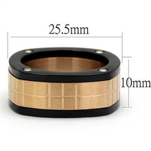 TK2406 - Three Tone IP (IP Rose Gold & IP Black & High Polished) Stainless Steel Ring with No Stone