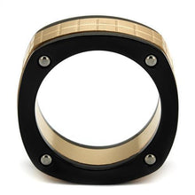 TK2406 - Three Tone IP (IP Rose Gold & IP Black & High Polished) Stainless Steel Ring with No Stone