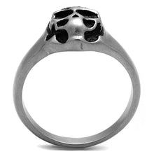 TK2417 - Antique Silver Stainless Steel Ring with Epoxy  in Jet