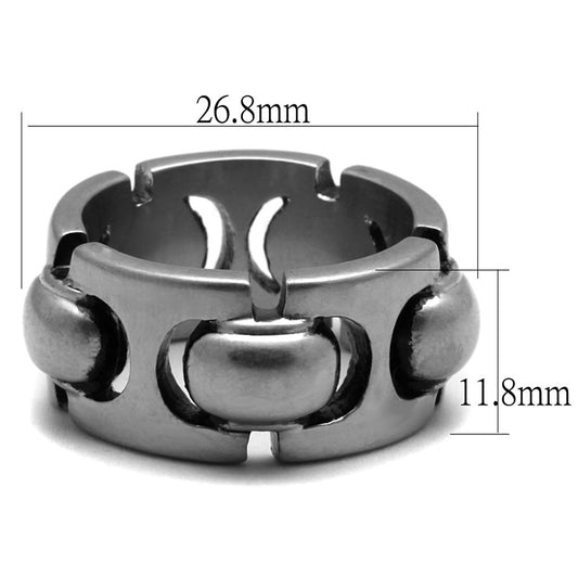 TK2421 - Antique Silver Stainless Steel Ring with Epoxy  in Jet