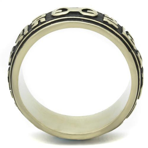 TK2471 - IP Antique Copper Stainless Steel Ring with Epoxy  in Jet