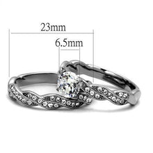 TK2475 - High polished (no plating) Stainless Steel Ring with AAA Grade CZ  in Clear