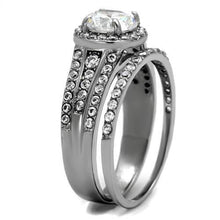 TK2476 - High polished (no plating) Stainless Steel Ring with AAA Grade CZ  in Clear