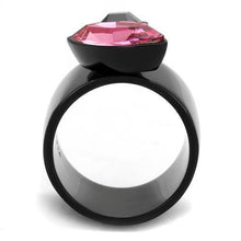 TK2484 - IP Black(Ion Plating) Stainless Steel Ring with Top Grade Crystal  in Rose