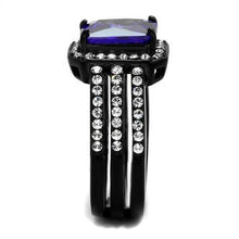 TK2486 - IP Black(Ion Plating) Stainless Steel Ring with AAA Grade CZ  in Tanzanite