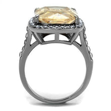 TK2503 - High polished (no plating) Stainless Steel Ring with AAA Grade CZ  in Champagne