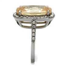 TK2503 - High polished (no plating) Stainless Steel Ring with AAA Grade CZ  in Champagne