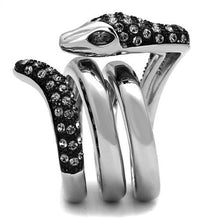 TK2511 - Two-Tone IP Black (Ion Plating) Stainless Steel Ring with Top Grade Crystal  in Black Diamond