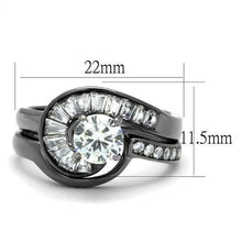 TK2546 - IP Light Black  (IP Gun) Stainless Steel Ring with AAA Grade CZ  in Clear