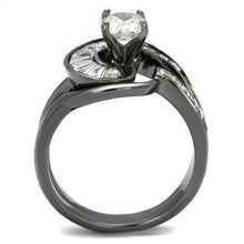 TK2546 - IP Light Black  (IP Gun) Stainless Steel Ring with AAA Grade CZ  in Clear